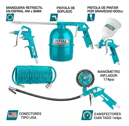 Kit 5 accesorios para compresor